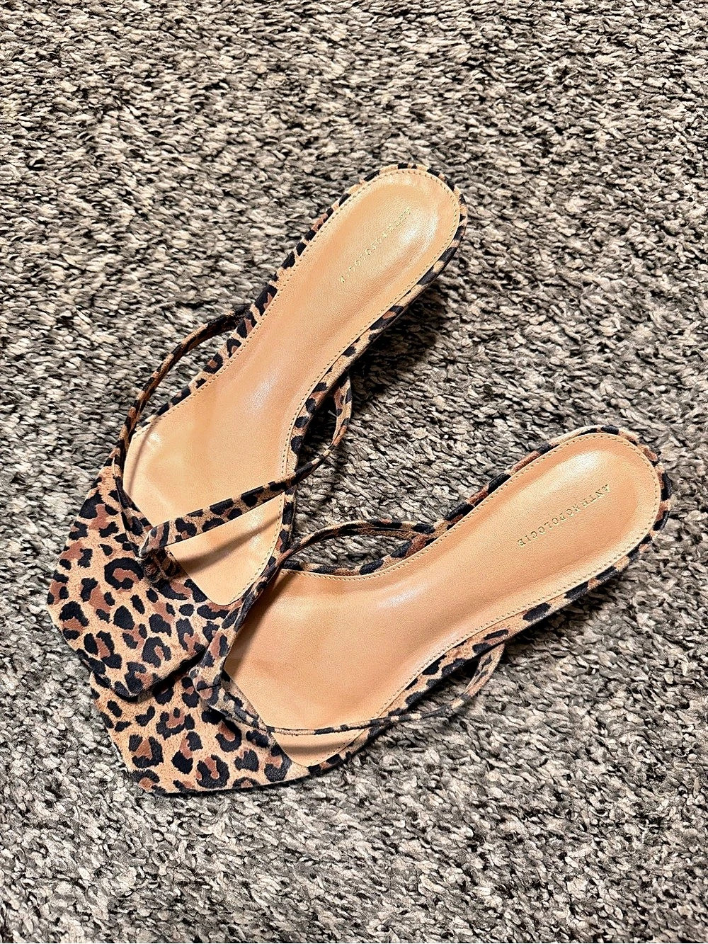 Anthropologie Leopard Thong Kitten Heels